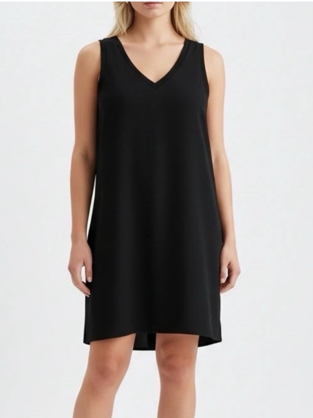 Trouve Black V-Neck Sleeveless Shift Dress Worn 2x